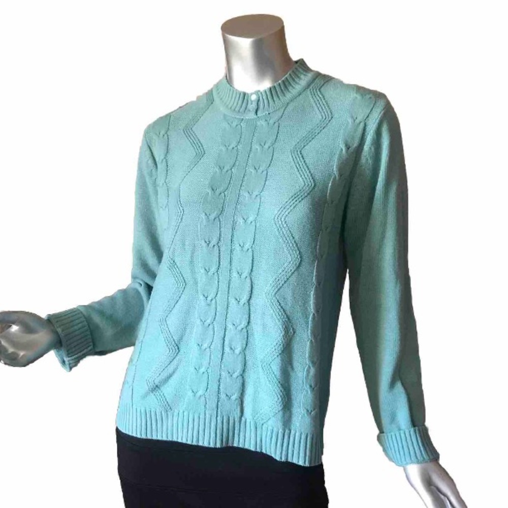 Vintage Salon Studio Women’s Small Medium Teal Blue Mock Neck Sweater